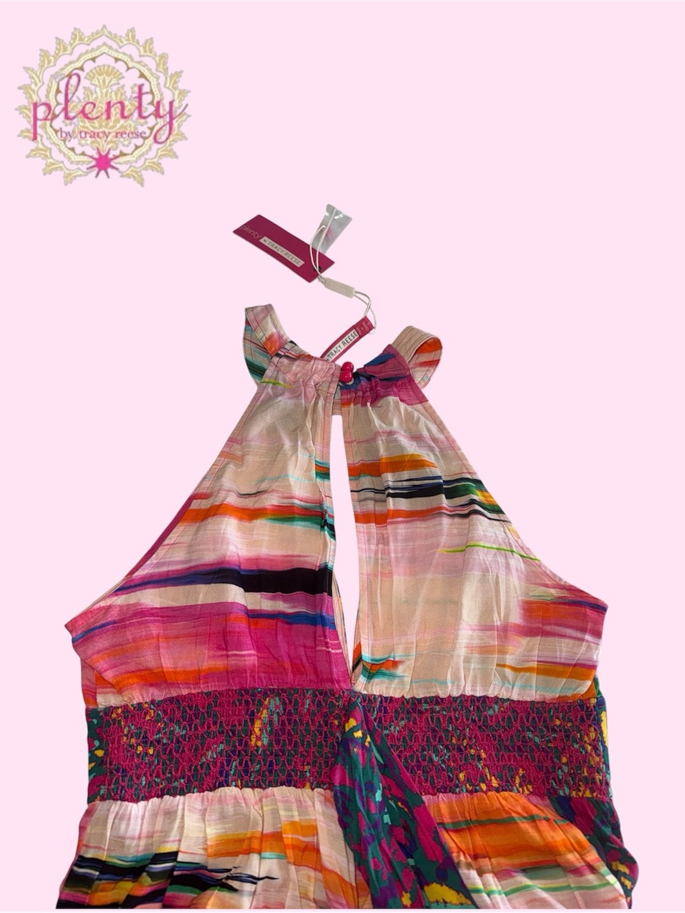 🛍️SALE🛍️ Plenty by Tracy Reese Bohemian Eclectic Multicolor Halter Jumpsuit - Picture 3 of 8